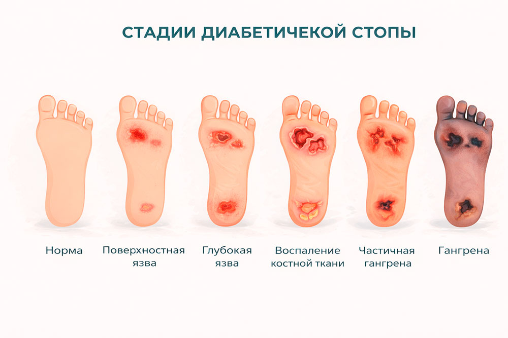 Стадии диабетической стопы