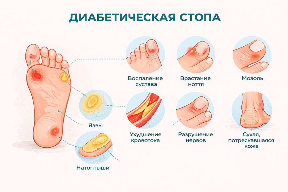 Признаки диабетической стопы