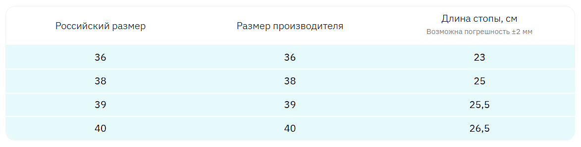 Подбор размера кроссовок Ortmann Glory