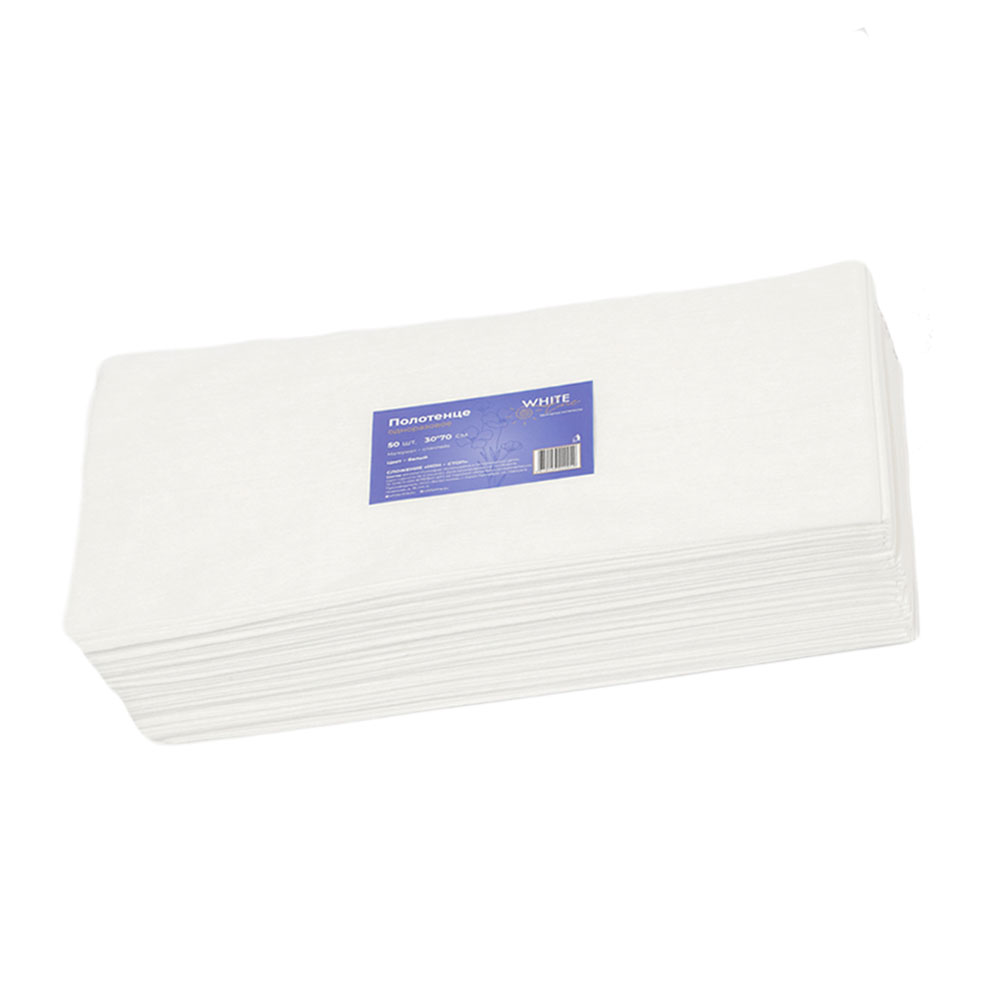 Одноразовые полотенца White line 30х70 см белые 50 шт/пачка купить в СПб, цена